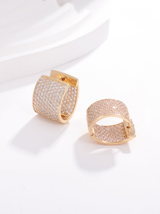 1 Pair Elegant Luxurious Solid Color Plating Inlay Metal Brass Zircon White Gold Plated Gold Plated Earrings