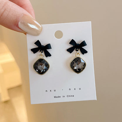 Fashion Bow Knot Alloy Plating Inlay Artificial Gemstones Pearl Women's Drop Earrings 1 Pair