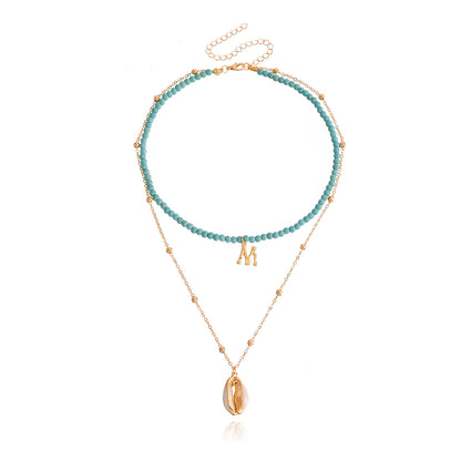 Vacation Letter Shell Alloy Turquoise Wholesale Layered Necklaces