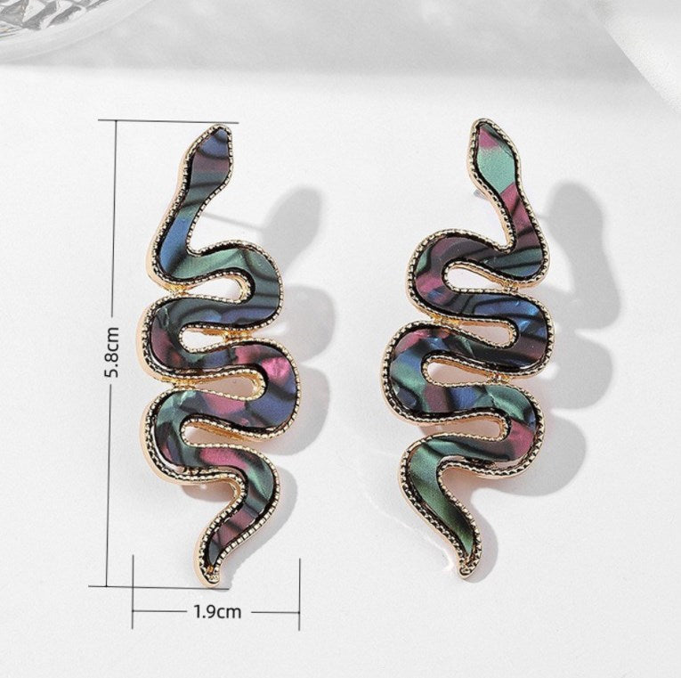 1 Pair Retro Geometric Snake Alloy Earrings