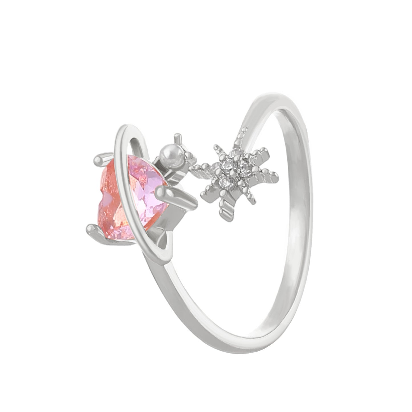 Sweet Heart Shape Alloy Inlay Rhinestones Women's Open Ring