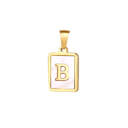 Elegant Simple Style Letter Stainless Steel Plating Inlay Shell Necklace Necklace Pendant