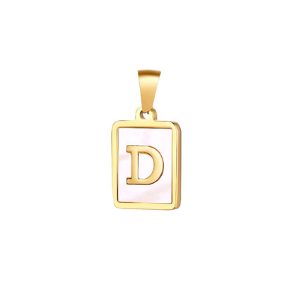 Elegant Simple Style Letter Stainless Steel Plating Inlay Shell Necklace Necklace Pendant