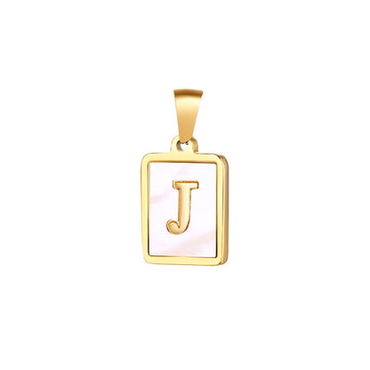 Elegant Simple Style Letter Stainless Steel Plating Inlay Shell Necklace Necklace Pendant