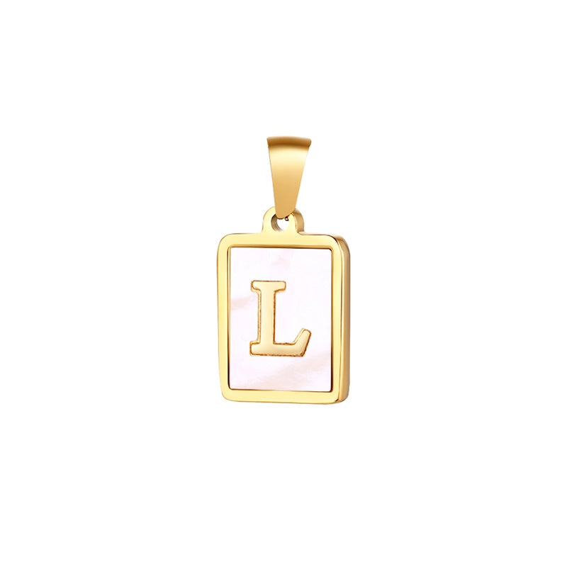 Elegant Simple Style Letter Stainless Steel Plating Inlay Shell Necklace Necklace Pendant