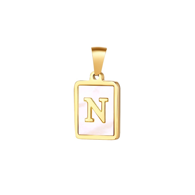 Elegant Simple Style Letter Stainless Steel Plating Inlay Shell Necklace Necklace Pendant