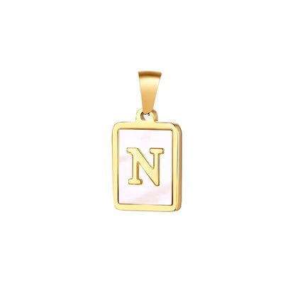 Elegant Simple Style Letter Stainless Steel Plating Inlay Shell Necklace Necklace Pendant