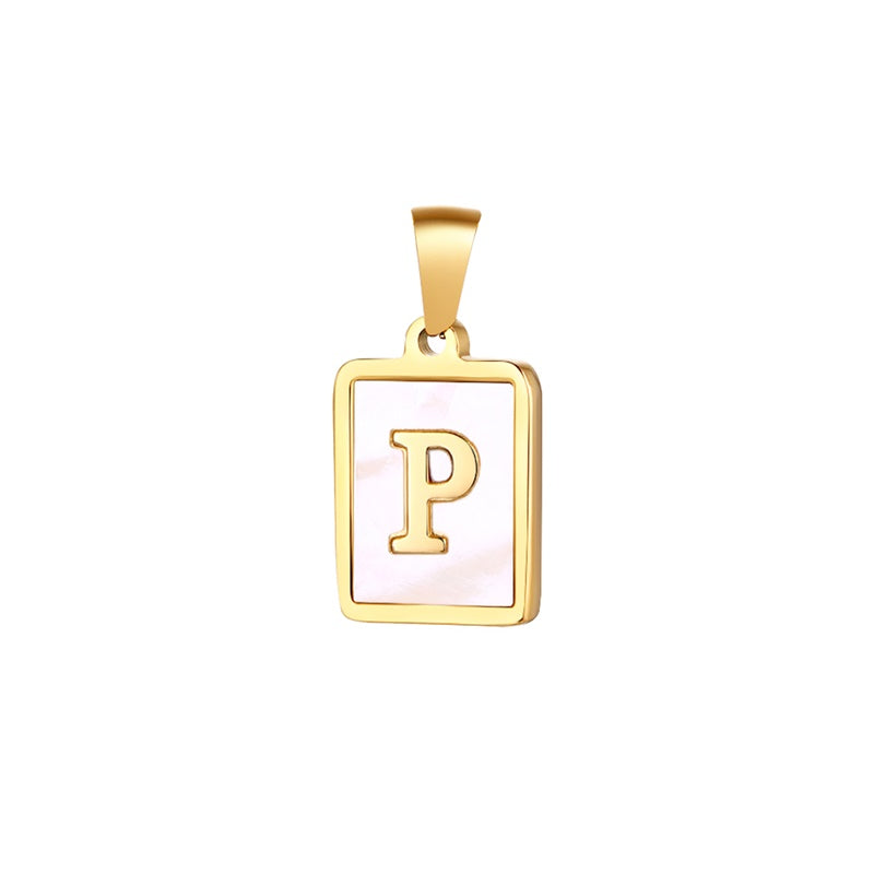 Elegant Simple Style Letter Stainless Steel Plating Inlay Shell Necklace Necklace Pendant