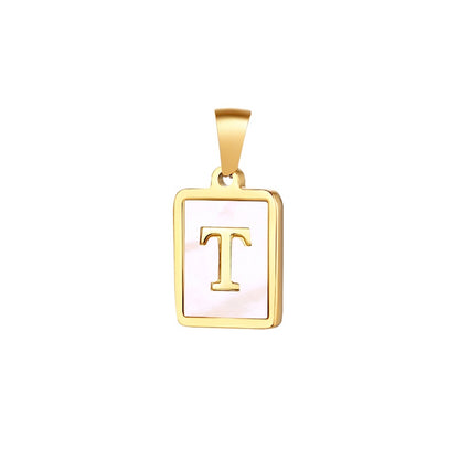 Elegant Simple Style Letter Stainless Steel Plating Inlay Shell Necklace Necklace Pendant