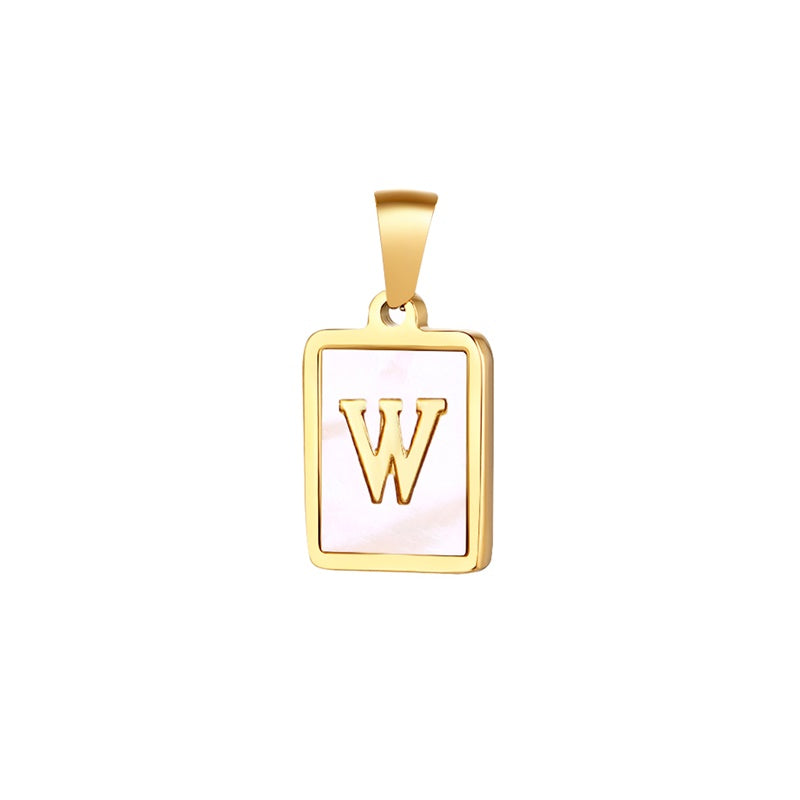 Elegant Simple Style Letter Stainless Steel Plating Inlay Shell Necklace Necklace Pendant