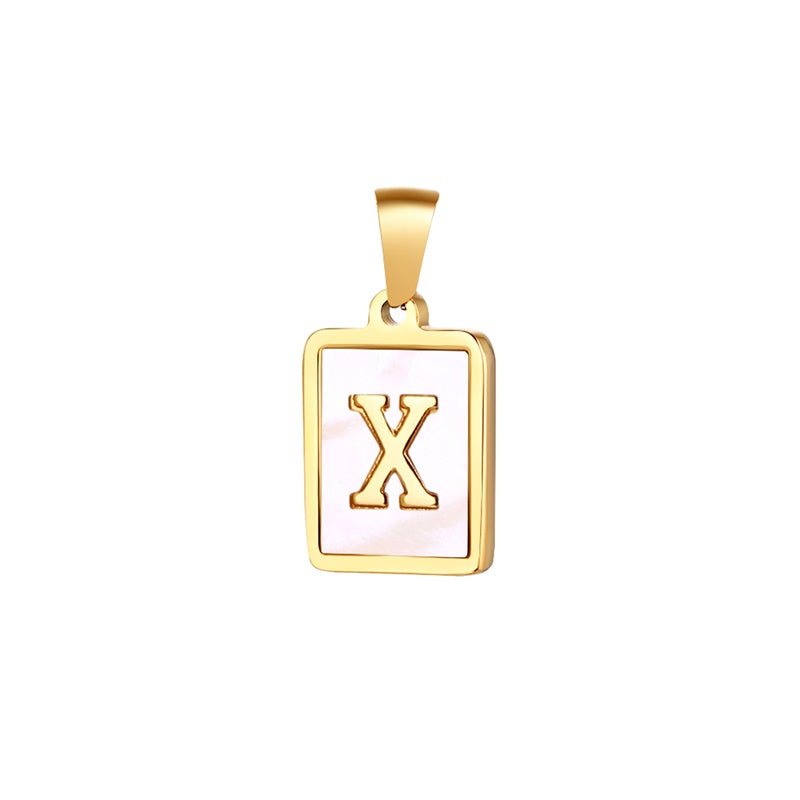 Elegant Simple Style Letter Stainless Steel Plating Inlay Shell Necklace Necklace Pendant