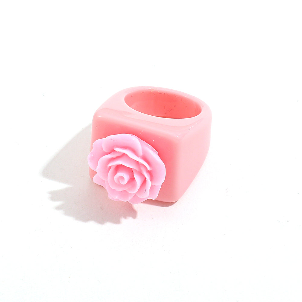 Cute Sweet Flower Resin Women's Rings