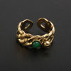 Baroque Style Solid Color Stainless Steel Plating Inlay Natural Stone Gold Plated Open Rings