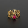 Baroque Style Solid Color Stainless Steel Plating Inlay Natural Stone Gold Plated Open Rings