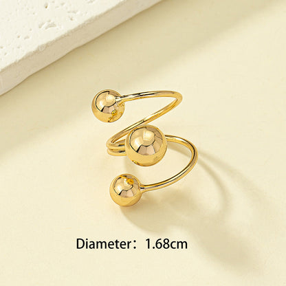 Retro French Style Round Solid Color Alloy Plating Women's Open Rings