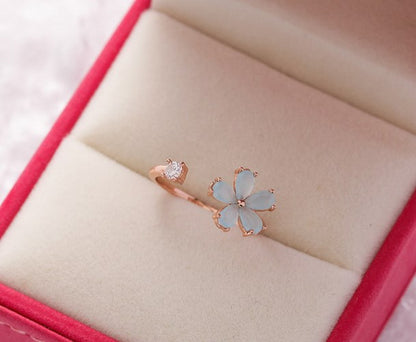 Simple Style Flower Copper Inlay Zircon Rings