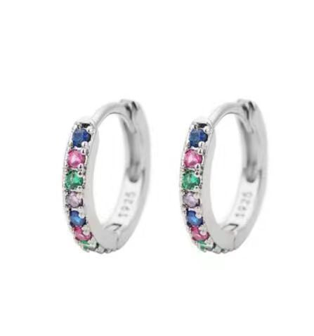 Fashion Round Brass Inlay Zircon Hoop Earrings 1 Pair