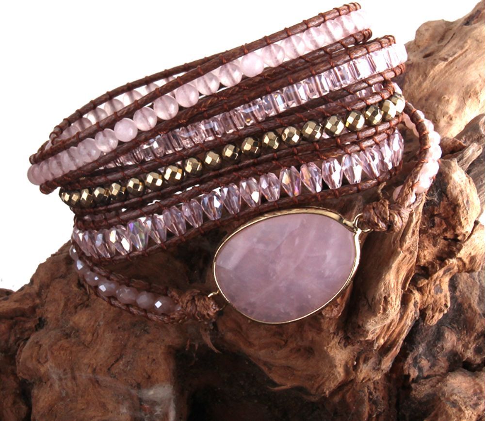 Wholesale Ethnic Style Round Natural Stone Beaded Artificial Gemstones Bracelets