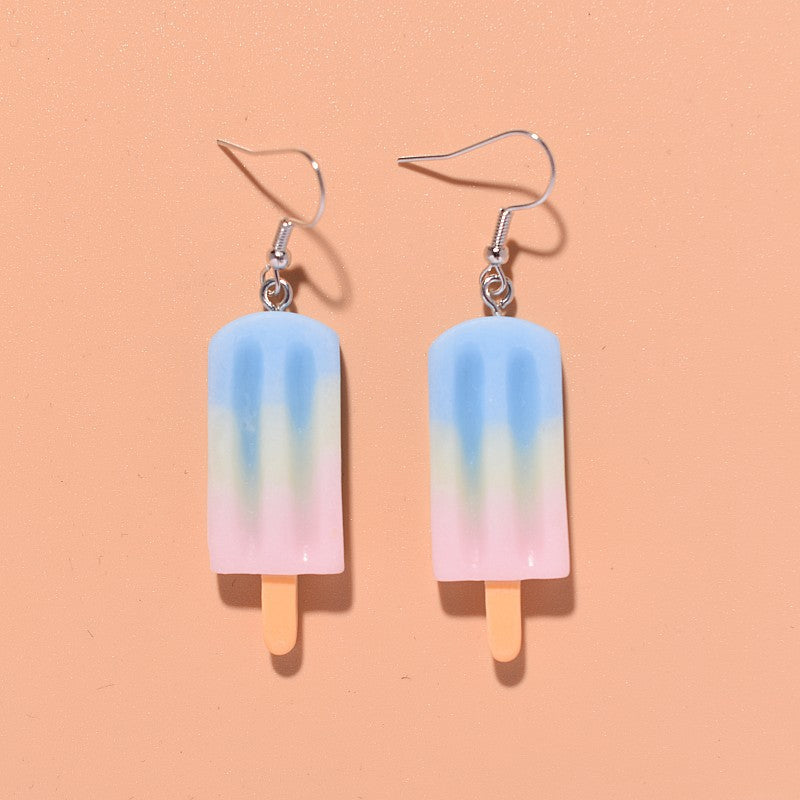 1 Pair Simple Style Ice Cream Patchwork Plastic Resin Drop Earrings