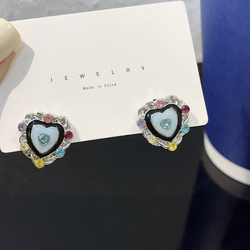 1 Pair Sweet Heart Shape Plating Inlay Alloy Artificial Gemstones Drop Earrings