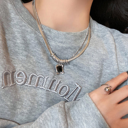 Casual Simple Style Star Heart Shape Rectangle Titanium Steel Plating Inlay Zircon Pendant Necklace