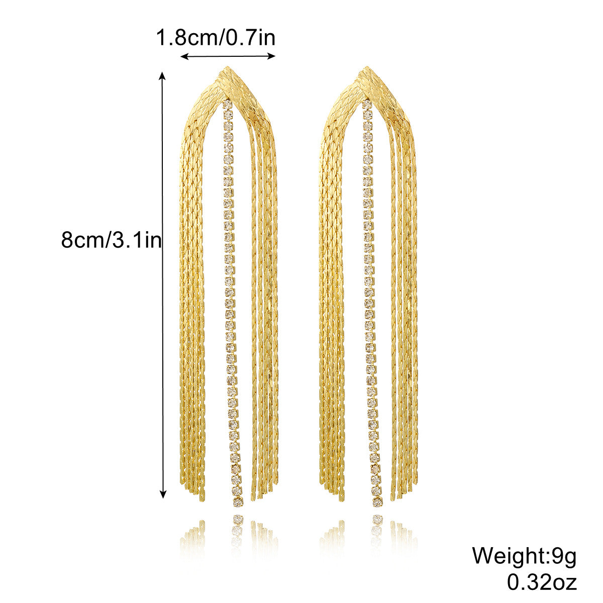 1 Pair Casual Simple Style Tassel Plating Chain Inlay Copper Zircon Drop Earrings