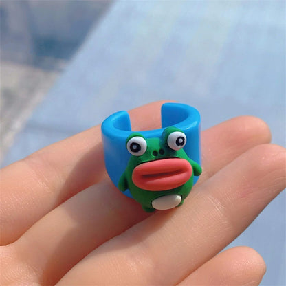 Simple Style Cartoon Plastic Resin Handmade Women's Open Rings