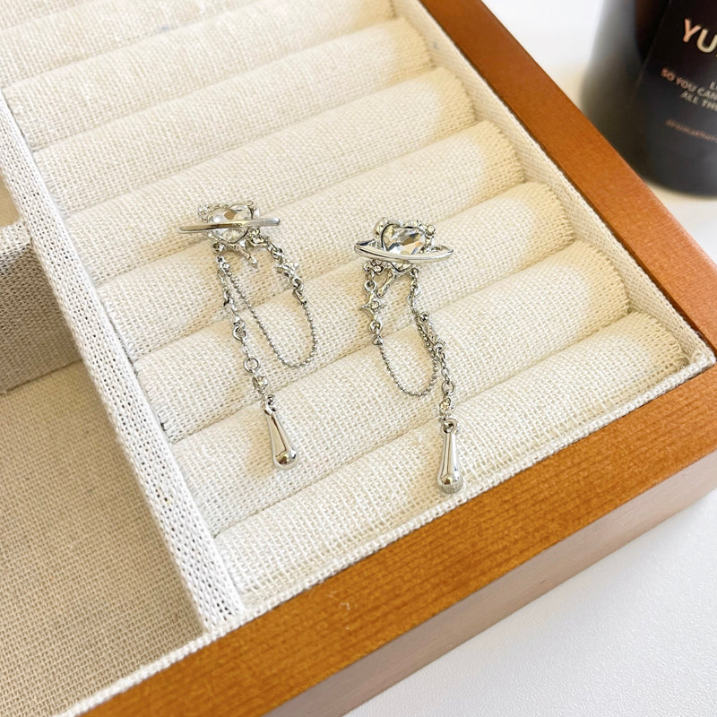 1 Pair Korean Style Heart Shape Alloy Drop Earrings