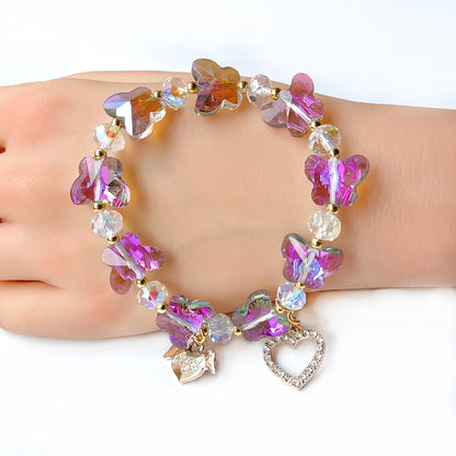 Simple Style Heart Shape Bow Knot Glass Beaded Women's Bracelets 1 Piece