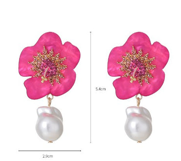 1 Pair Simple Style Flower Inlay Zinc Alloy Rhinestones Drop Earrings