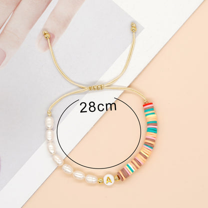 Sweet Letter Color Block Arylic Soft Clay Wholesale Bracelets