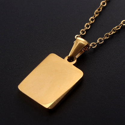 Hot Selling Fashion Stainless Steel Square Shell 26 Letter Necklace