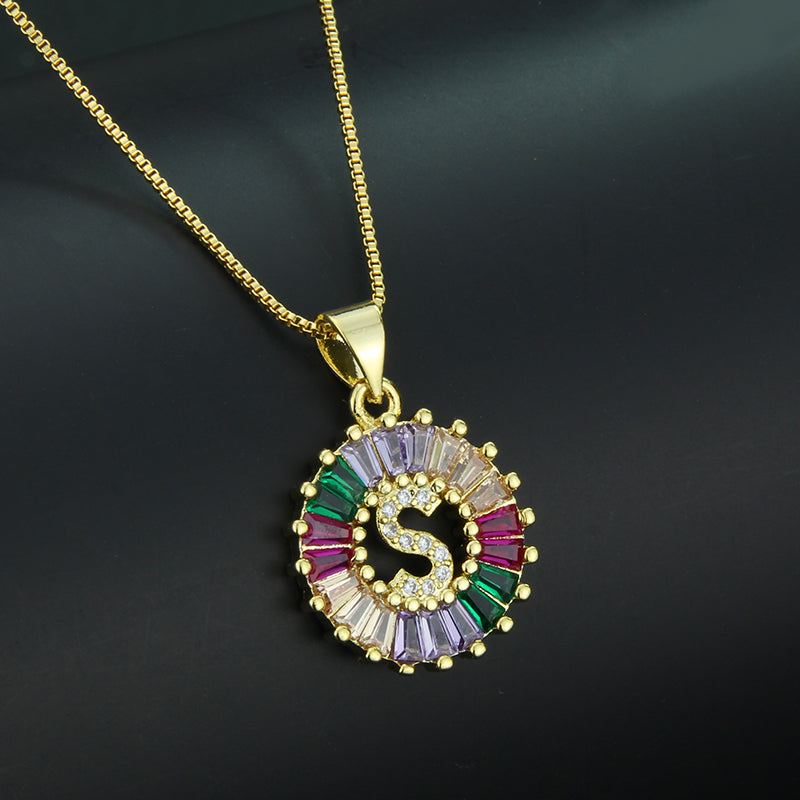 New Diamond Diamond Zirconium 26 Letter Necklace Simple Zircon English Pendant Wholesale Gooddiy