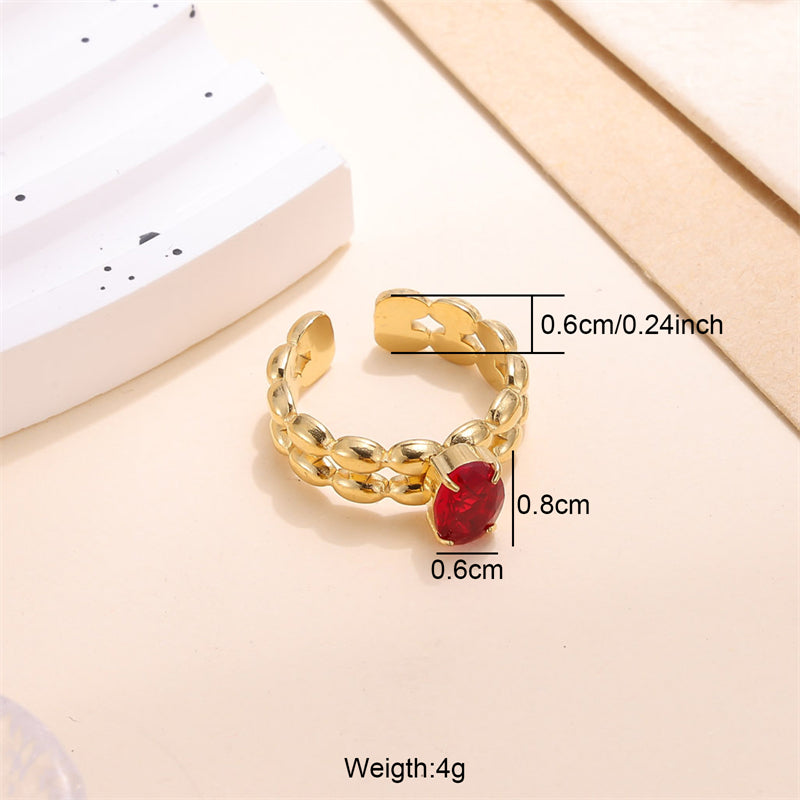 Lady Shiny Stainless Steel Plating Inlay Zircon 18k Gold Plated Open Rings