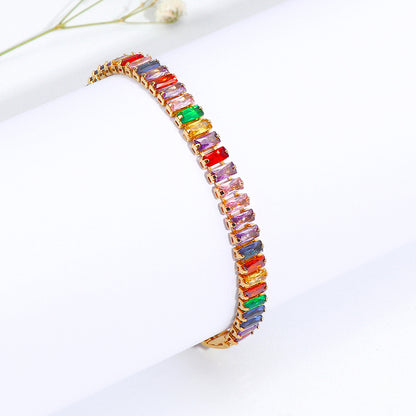 Sweet Color Block Copper Inlay Zircon Bracelets