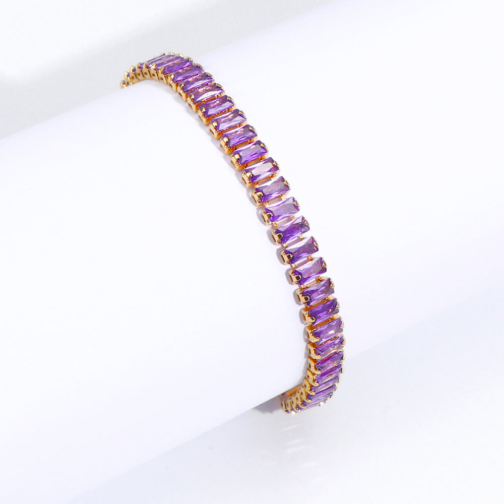 Sweet Color Block Copper Inlay Zircon Bracelets