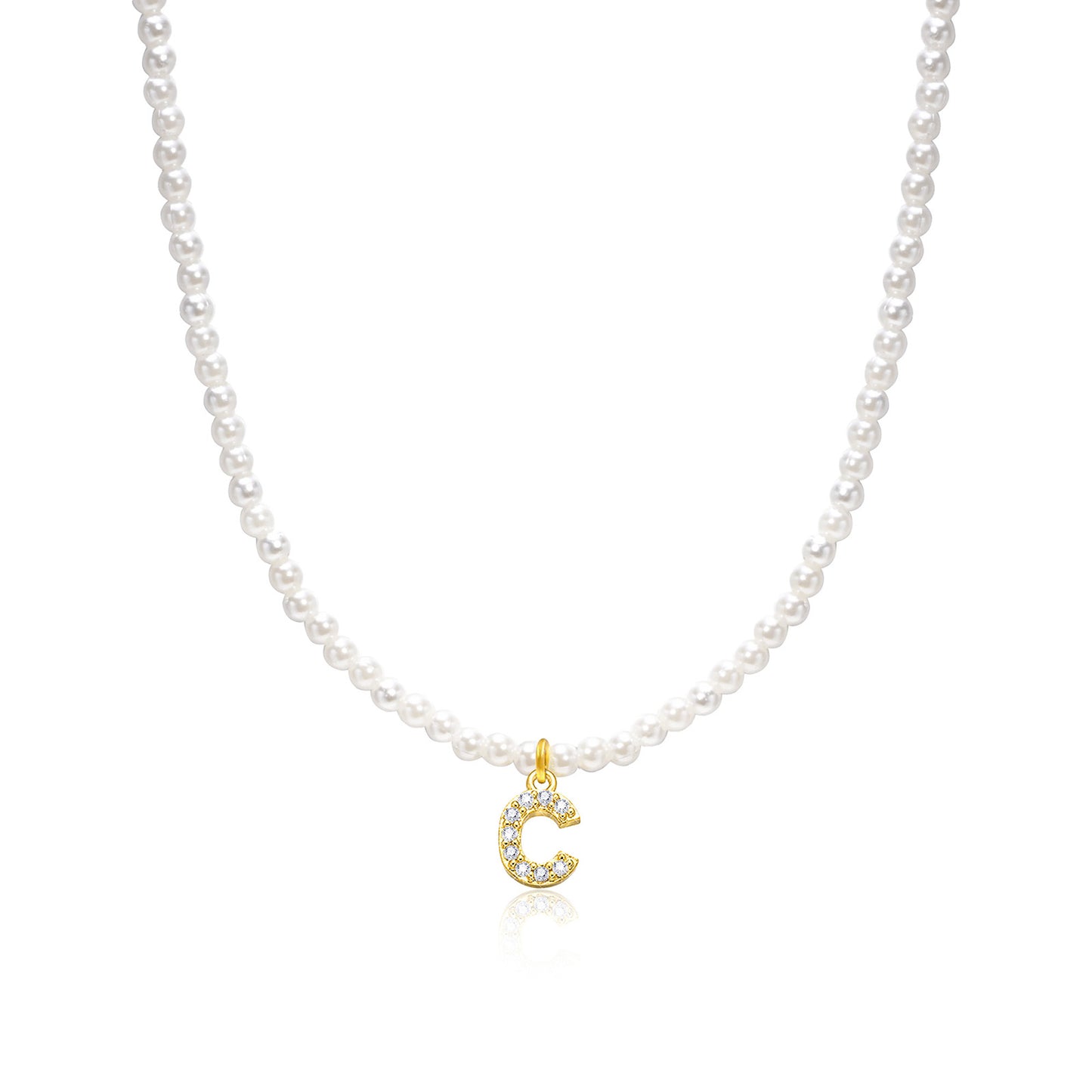 Basic Simple Style Letter Gold Plated Zircon Imitation Pearl Wholesale Pendant Necklace