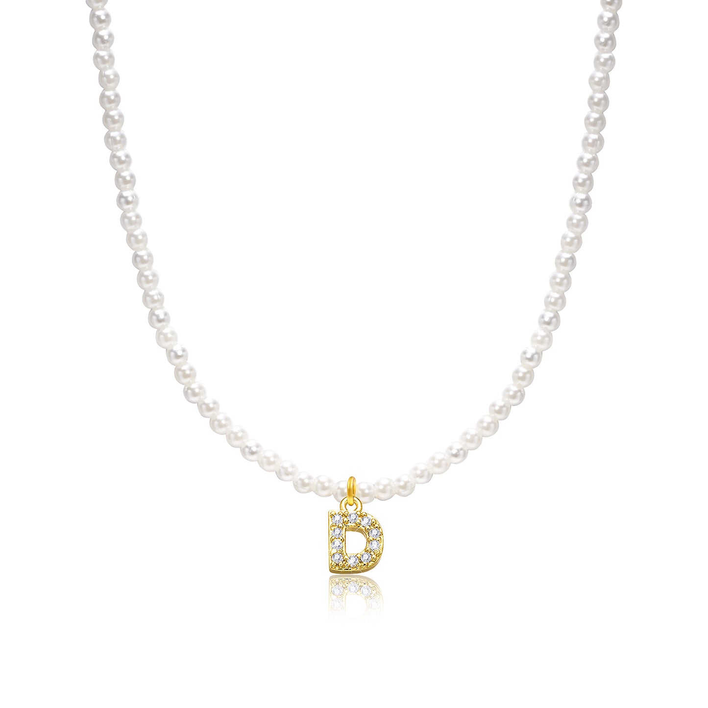 Basic Simple Style Letter Gold Plated Zircon Imitation Pearl Wholesale Pendant Necklace