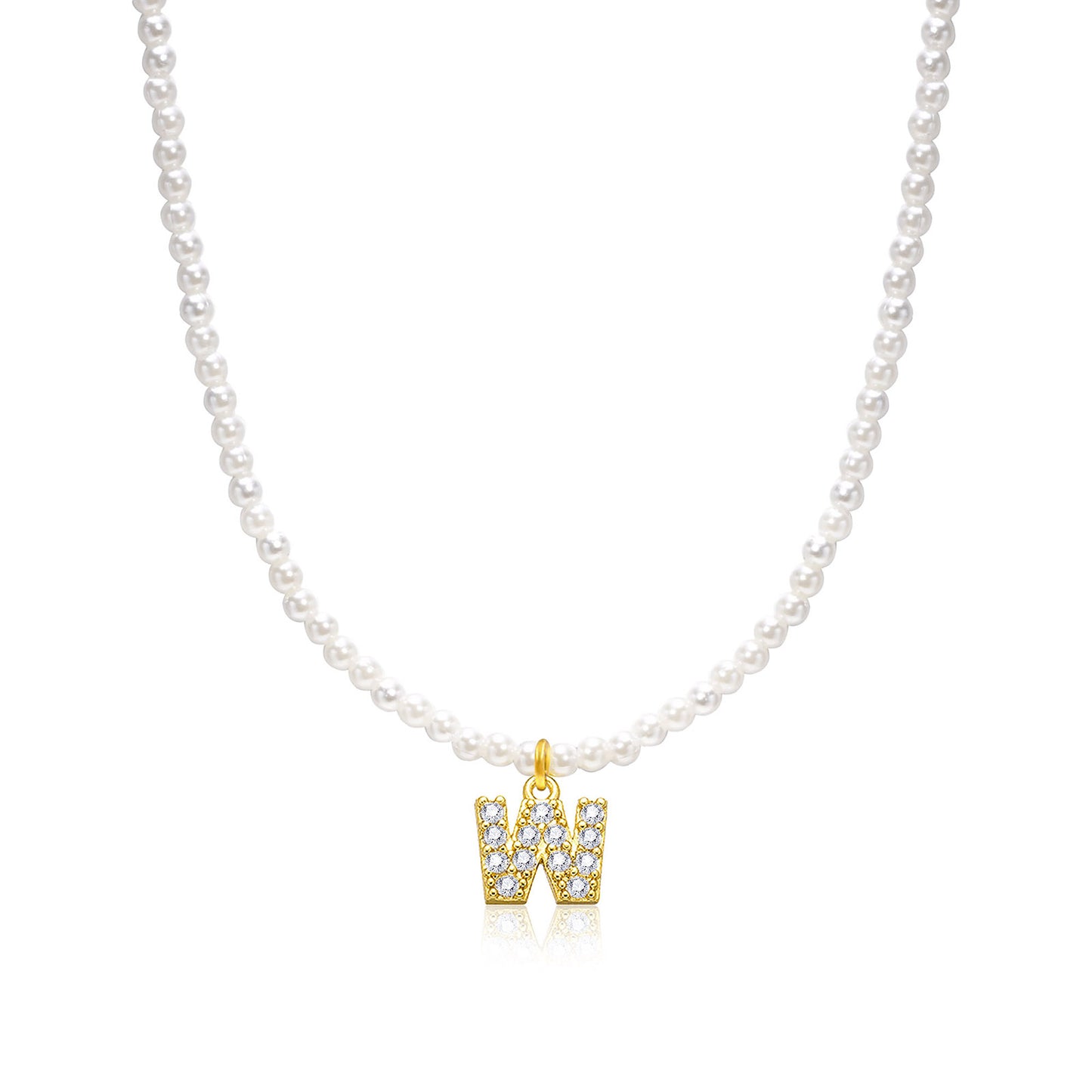 Basic Simple Style Letter Gold Plated Zircon Imitation Pearl Wholesale Pendant Necklace