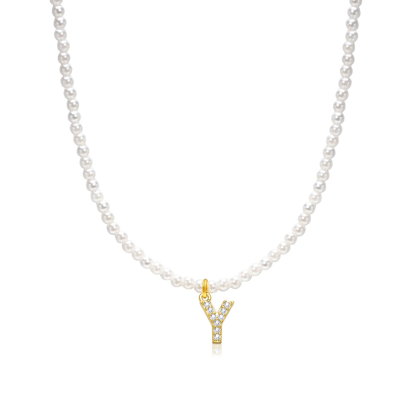 Basic Simple Style Letter Gold Plated Zircon Imitation Pearl Wholesale Pendant Necklace