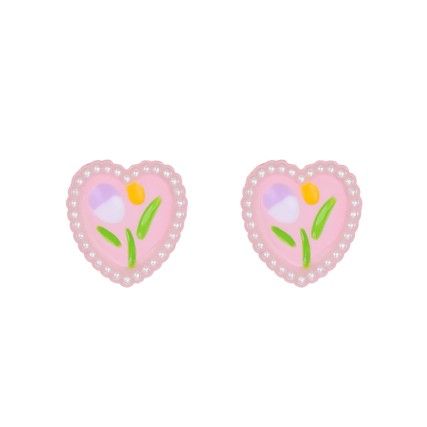 1 Pair Sweet Flower Inlay Alloy Pearl Ear Studs