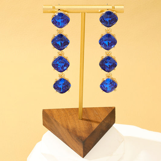 1 Pair Glam Lady Geometric Inlay Alloy Artificial Gemstones Drop Earrings