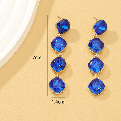 1 Pair Glam Lady Geometric Inlay Alloy Artificial Gemstones Drop Earrings