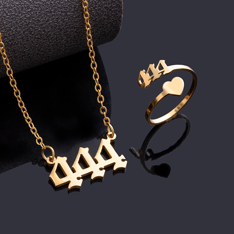 French Style Simple Style Number Stainless Steel Hollow Out Jewelry Set