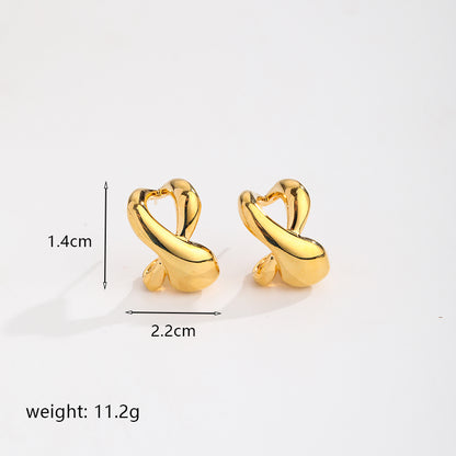 1 Pair Ig Style Elegant Solid Color Plating Hollow Out Copper 18k Gold Plated Ear Studs