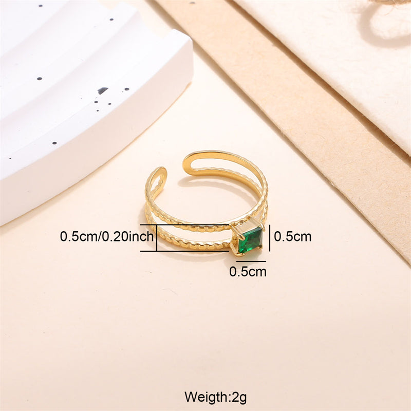 Lady Solid Color Stainless Steel Plating Inlay Zircon 18k Gold Plated Open Rings