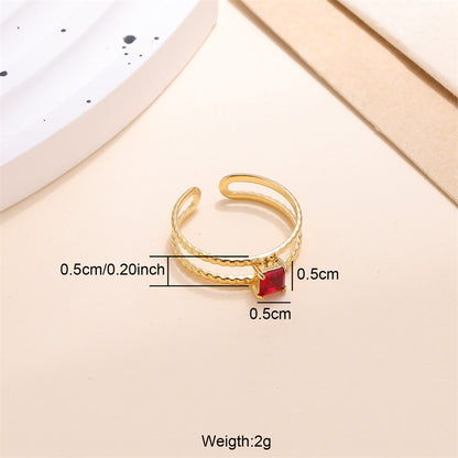 Lady Solid Color Stainless Steel Plating Inlay Zircon 18k Gold Plated Open Rings