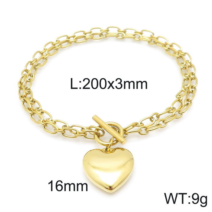 European And American Ot Buckle Heart Necklace Bracelet Heart-shaped O-chain Stainless Steel Suit