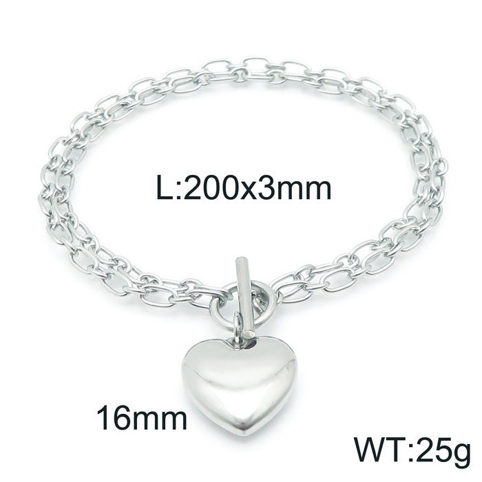 European And American Ot Buckle Heart Necklace Bracelet Heart-shaped O-chain Stainless Steel Suit