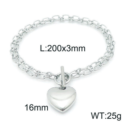 European And American Ot Buckle Heart Necklace Bracelet Heart-shaped O-chain Stainless Steel Suit